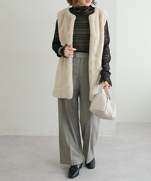 DISCOAT（ディスコート）の「【WEB限定】スモッキングハイネックプルオーバー（Tシャツ/カットソー・レディース・ブラック/グレー/ピンク/グリーン/アイボリー・FREE）」の15枚目の写真