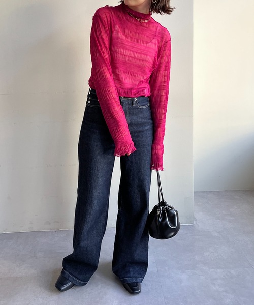 DISCOAT（ディスコート）の「【WEB限定】スモッキングハイネックプルオーバー（Tシャツ/カットソー・レディース・ブラック/グレー/ピンク/グリーン/アイボリー・FREE）」の16枚目の写真