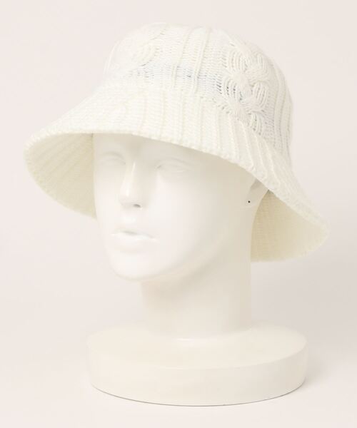 HONEYSUCKLE ROSE（ハニーサックルローズ）の「【HONEYSUCKLE ROSE】ニットバケットハット（ハット・レディース・ホワイト/ブラック/ブラウン・フリー）」の2枚目の写真