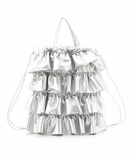 Casselini（キャセリーニ）の「Casselini(キャセリーニ)フリルナップサック（バックパック/リュック・レディース・ブラック/ブラウン/シルバー・FREE）」の6枚目の写真