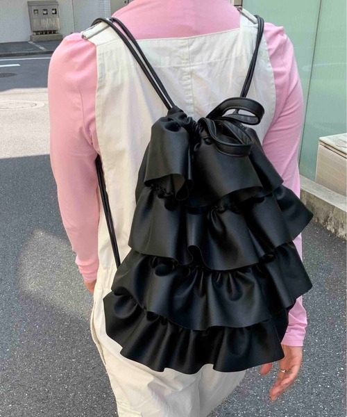 Casselini（キャセリーニ）の「Casselini(キャセリーニ)フリルナップサック（バックパック/リュック・レディース・ブラック/ブラウン/シルバー・FREE）」の15枚目の写真