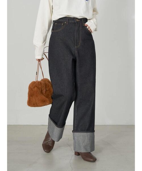 earth music&ecology（アースミュージックアンドエコロジー）の「ロールアップデニムパンツ（その他パンツ・レディース・ブルー系その他/ダークインディゴブルー・S/M）」の4枚目の写真