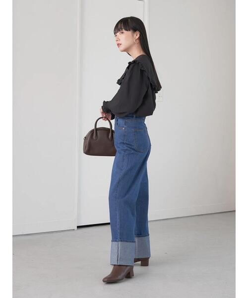 earth music&ecology（アースミュージックアンドエコロジー）の「ロールアップデニムパンツ（その他パンツ・レディース・ブルー系その他/ダークインディゴブルー・S/M）」の14枚目の写真