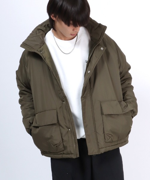 Salong hameu（サロン ハミュー）の「スタンドネック フェイクダウンジャケット メンズ レディース/中綿ジャケット/ショートペディン/パデットジャケット（ダウンジャケット/コート・メンズ・カーキ/ブラック/アイボリー/グレイッシュベージュ/ホワイト・LL/M/L）」の11枚目の写真