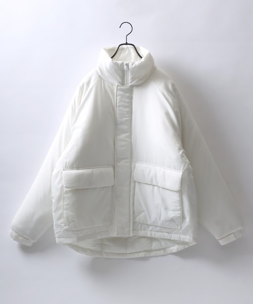 Salong hameu（サロン ハミュー）の「スタンドネック フェイクダウンジャケット メンズ レディース/中綿ジャケット/ショートペディン/パデットジャケット（ダウンジャケット/コート・メンズ・カーキ/ブラック/アイボリー/グレイッシュベージュ/ホワイト・LL/M/L）」の10枚目の写真