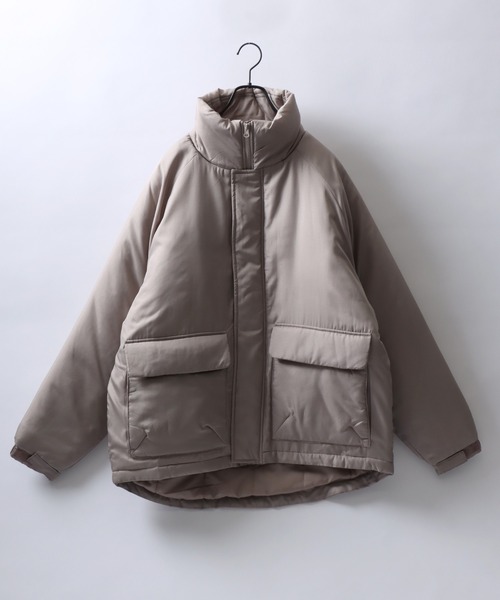Salong hameu（サロン ハミュー）の「スタンドネック フェイクダウンジャケット メンズ レディース/中綿ジャケット/ショートペディン/パデットジャケット（ダウンジャケット/コート・メンズ・カーキ/ブラック/アイボリー/グレイッシュベージュ/ホワイト・LL/M/L）」の6枚目の写真