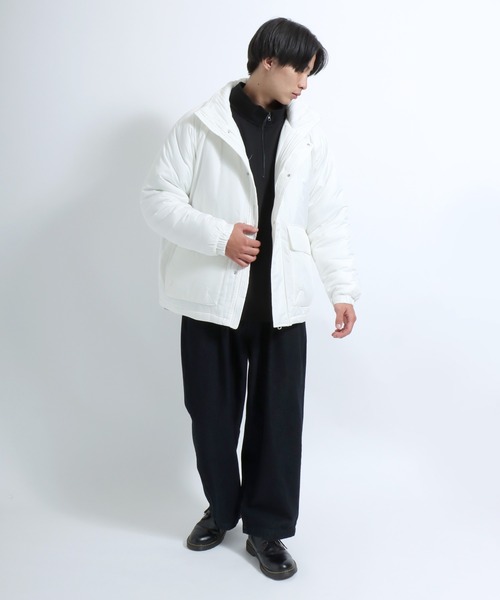 Salong hameu（サロン ハミュー）の「スタンドネック フェイクダウンジャケット メンズ レディース/中綿ジャケット/ショートペディン/パデットジャケット（ダウンジャケット/コート・メンズ・カーキ/ブラック/アイボリー/グレイッシュベージュ/ホワイト・LL/M/L）」の22枚目の写真