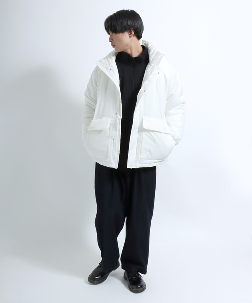 Salong hameu（サロン ハミュー）の「スタンドネック フェイクダウンジャケット メンズ レディース/中綿ジャケット/ショートペディン/パデットジャケット（ダウンジャケット/コート・メンズ・カーキ/ブラック/アイボリー/グレイッシュベージュ/ホワイト・LL/M/L）」の20枚目の写真