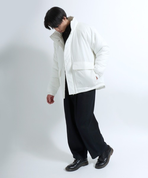 Salong hameu（サロン ハミュー）の「スタンドネック フェイクダウンジャケット メンズ レディース/中綿ジャケット/ショートペディン/パデットジャケット（ダウンジャケット/コート・メンズ・カーキ/ブラック/アイボリー/グレイッシュベージュ/ホワイト・LL/M/L）」の21枚目の写真