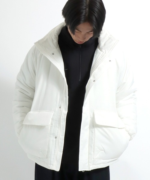 Salong hameu（サロン ハミュー）の「スタンドネック フェイクダウンジャケット メンズ レディース/中綿ジャケット/ショートペディン/パデットジャケット（ダウンジャケット/コート・メンズ・カーキ/ブラック/アイボリー/グレイッシュベージュ/ホワイト・LL/M/L）」の18枚目の写真