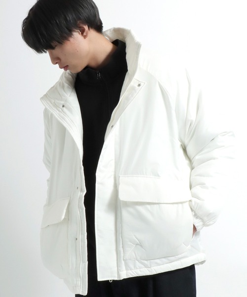 Salong hameu（サロン ハミュー）の「スタンドネック フェイクダウンジャケット メンズ レディース/中綿ジャケット/ショートペディン/パデットジャケット（ダウンジャケット/コート・メンズ・カーキ/ブラック/アイボリー/グレイッシュベージュ/ホワイト・LL/M/L）」の19枚目の写真