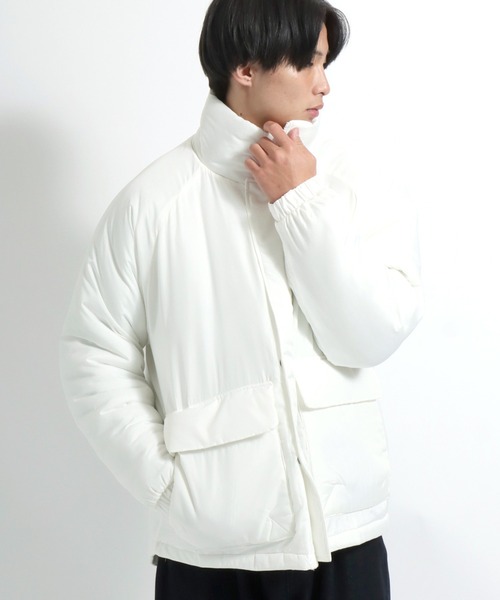 Salong hameu（サロン ハミュー）の「スタンドネック フェイクダウンジャケット メンズ レディース/中綿ジャケット/ショートペディン/パデットジャケット（ダウンジャケット/コート・メンズ・カーキ/ブラック/アイボリー/グレイッシュベージュ/ホワイト・LL/M/L）」の17枚目の写真