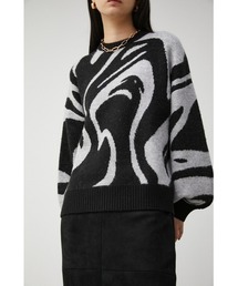 AZUL by moussy | MARBLE JACQUARD KNIT TOPS/マーブルジャガードニットトップス(ニット/セーター)