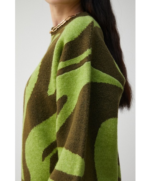 AZUL by moussy（アズールバイマウジー）の「MARBLE JACQUARD KNIT TOPS/マーブルジャガードニットトップス（ニット/セーター・レディース・ライム/ブラック系その他/ブルー系その他・FREE）」の20枚目の写真