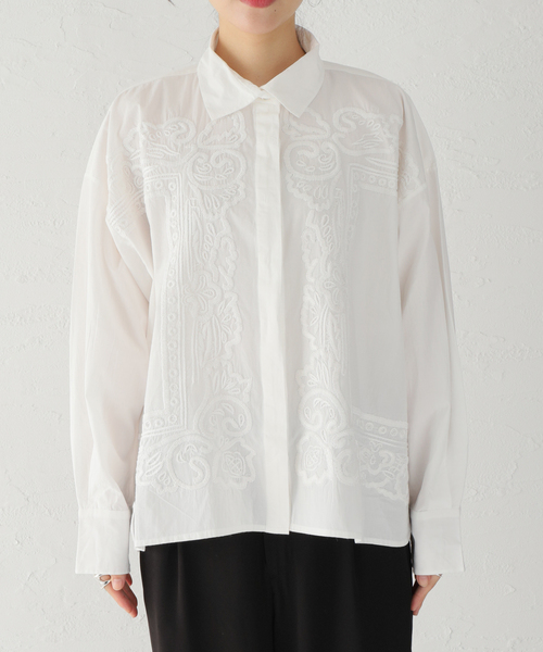 mii（ミー）の「【Mii / ミイ】HAND EMB COTTON OVERSIZED SHIRT：シャツ（シャツ/ブラウス・レディース・ホワイト・MEDIUM）」の7枚目の写真