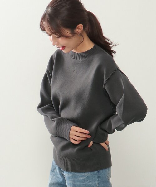 ikka（イッカ）の「ダブルフェイススウェットライクニット（ニット/セーター・レディース・ブルー/ベージュ/レッド/チャコールグレー・M/L）」の2枚目の写真