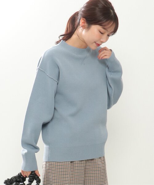 ikka（イッカ）の「ダブルフェイススウェットライクニット（ニット/セーター・レディース・ブルー/ベージュ/レッド/チャコールグレー・M/L）」の5枚目の写真