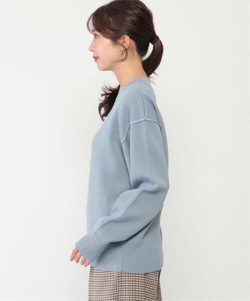 ikka（イッカ）の「ダブルフェイススウェットライクニット（ニット/セーター・レディース・ブルー/ベージュ/レッド/チャコールグレー・M/L）」の6枚目の写真