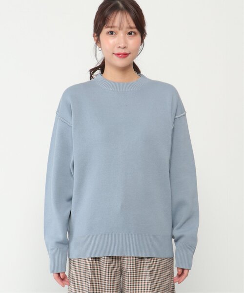 ikka（イッカ）の「ダブルフェイススウェットライクニット（ニット/セーター・レディース・ブルー/ベージュ/レッド/チャコールグレー・M/L）」の8枚目の写真