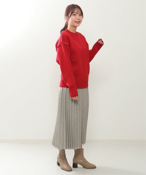 ikka（イッカ）の「ダブルフェイススウェットライクニット（ニット/セーター・レディース・ブルー/ベージュ/レッド/チャコールグレー・M/L）」の18枚目の写真