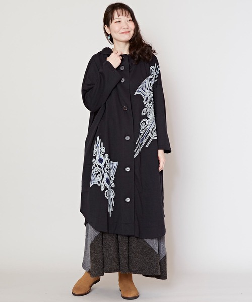 チャイハネ(チャイハネ)の「【チャイハネ】ツヤメロングパーカー(その他アウター・レディース・グリーン/ネイビー/ベージュ/ブラック・FREE)」の6枚目の写真