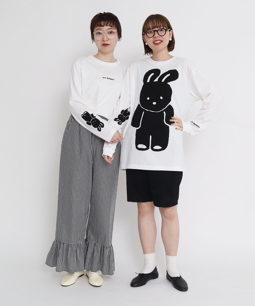 I am I in fact...(アイアムアイインファクト)の「MY BUNNY フロントpr ロンT【WEB&cic限定カラー:ブラック】(Tシャツ/カットソー・レディース・ブラック/ホワイト・FREE)」の4枚目の写真