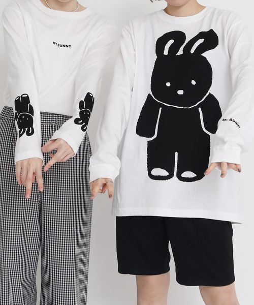 I am I in fact...(アイアムアイインファクト)の「MY BUNNY フロントpr ロンT【WEB&cic限定カラー:ブラック】(Tシャツ/カットソー・レディース・ブラック/ホワイト・FREE)」の5枚目の写真
