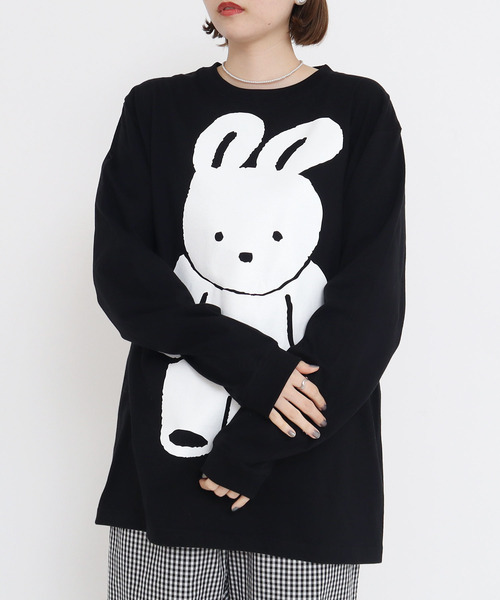 I am I in fact...(アイアムアイインファクト)の「MY BUNNY フロントpr ロンT【WEB&cic限定カラー:ブラック】(Tシャツ/カットソー・レディース・ブラック/ホワイト・FREE)」の18枚目の写真
