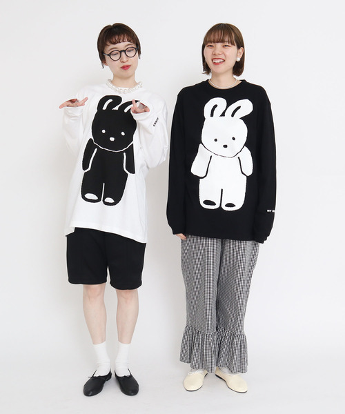 I am I in fact...(アイアムアイインファクト)の「MY BUNNY フロントpr ロンT【WEB&cic限定カラー:ブラック】(Tシャツ/カットソー・レディース・ブラック/ホワイト・FREE)」の3枚目の写真