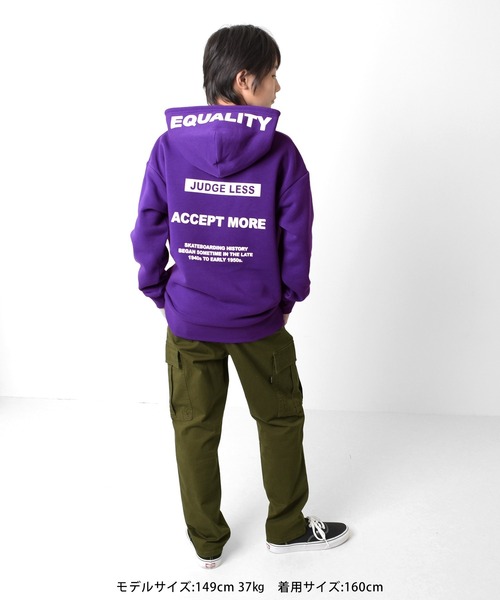 GLAZOS（グラソス）の「裏起毛・フードプリントパーカー（パーカー・キッズ・ベージュ/パープル/グレー/ブラック・140cm/150cm/160cm/170cm）」の10枚目の写真