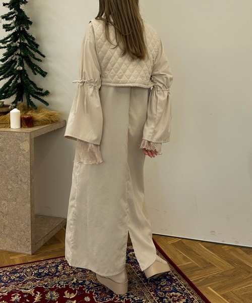 apres jour clair（アプレジュールクレア）の「【apres jour clair】キルティングベスト付きワンピース【ZOZOTOWN限定アイテム】（ワンピース・レディース・アイボリー/ブラウン系その他・フリー/X-LARGE）」の6枚目の写真