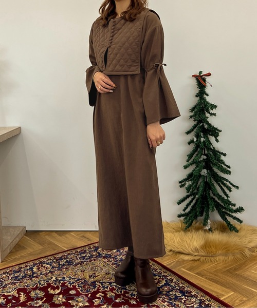 apres jour clair（アプレジュールクレア）の「【apres jour clair】キルティングベスト付きワンピース【ZOZOTOWN限定アイテム】（ワンピース・レディース・アイボリー/ブラウン系その他・フリー/X-LARGE）」の11枚目の写真