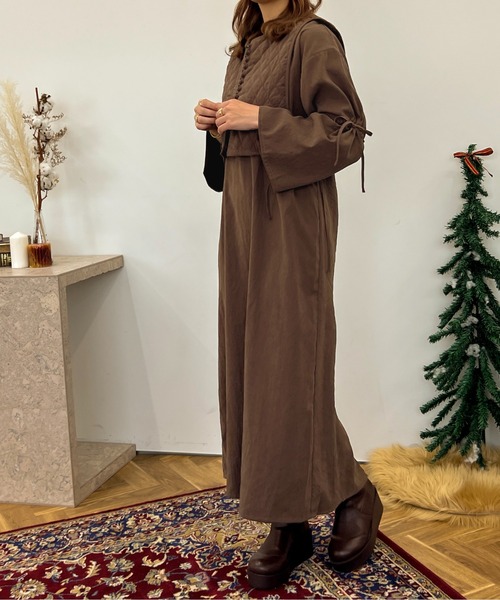 apres jour clair（アプレジュールクレア）の「【apres jour clair】キルティングベスト付きワンピース【ZOZOTOWN限定アイテム】（ワンピース・レディース・アイボリー/ブラウン系その他・フリー/X-LARGE）」の13枚目の写真