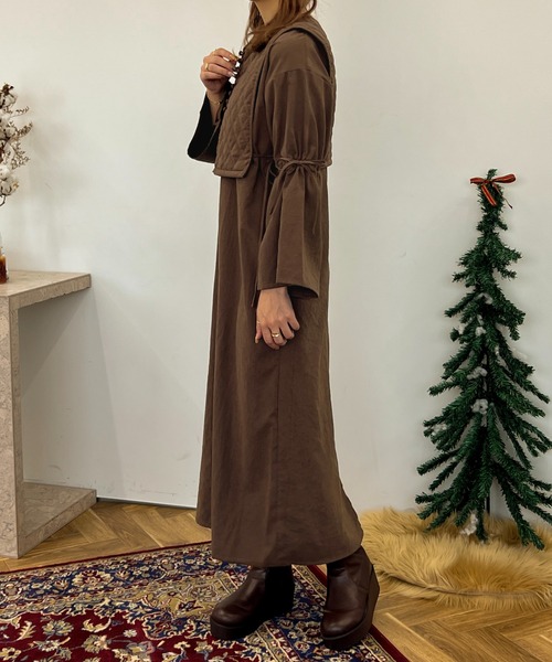 apres jour clair（アプレジュールクレア）の「【apres jour clair】キルティングベスト付きワンピース【ZOZOTOWN限定アイテム】（ワンピース・レディース・アイボリー/ブラウン系その他・フリー/X-LARGE）」の14枚目の写真