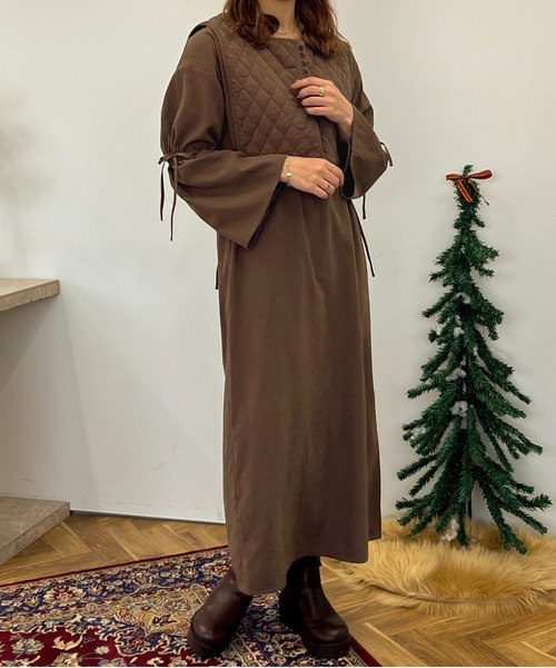 apres jour clair（アプレジュールクレア）の「【apres jour clair】キルティングベスト付きワンピース【ZOZOTOWN限定アイテム】（ワンピース・レディース・アイボリー/ブラウン系その他・フリー/X-LARGE）」の15枚目の写真