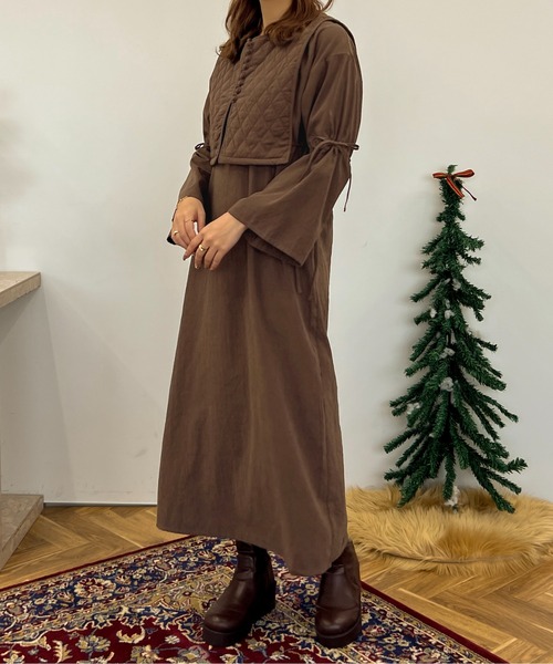 apres jour clair（アプレジュールクレア）の「【apres jour clair】キルティングベスト付きワンピース【ZOZOTOWN限定アイテム】（ワンピース・レディース・アイボリー/ブラウン系その他・フリー/X-LARGE）」の22枚目の写真