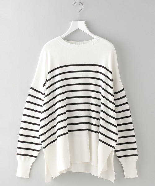 e/rm（イーアールエム）の「【e/rm】パネルボーダーロングタケニット（Tシャツ/カットソー・レディース・ブラック/ブルー・FREE）」の2枚目の写真