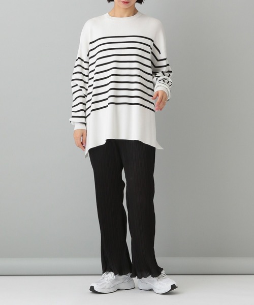 e/rm（イーアールエム）の「【e/rm】パネルボーダーロングタケニット（Tシャツ/カットソー・レディース・ブラック/ブルー・FREE）」の10枚目の写真