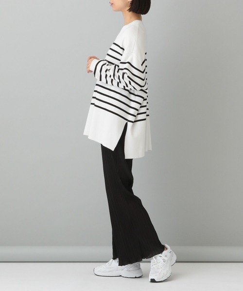 e/rm（イーアールエム）の「【e/rm】パネルボーダーロングタケニット（Tシャツ/カットソー・レディース・ブラック/ブルー・FREE）」の7枚目の写真