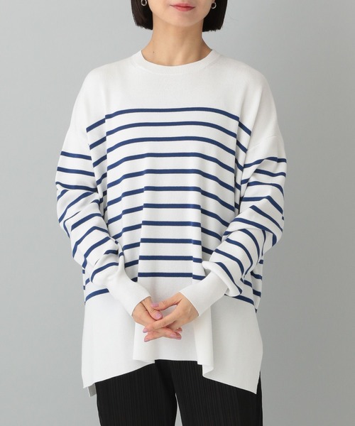 e/rm（イーアールエム）の「【e/rm】パネルボーダーロングタケニット（Tシャツ/カットソー・レディース・ブラック/ブルー・FREE）」の3枚目の写真