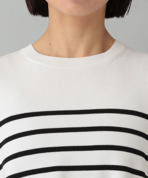 e/rm（イーアールエム）の「【e/rm】パネルボーダーロングタケニット（Tシャツ/カットソー・レディース・ブラック/ブルー・FREE）」の4枚目の写真