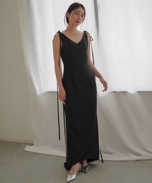 kaene サテンリボンドレス ブラックドレス 二次会ドレス ブラックリボンサテンドレス | PACHELBEL パッヘルベル | カラー