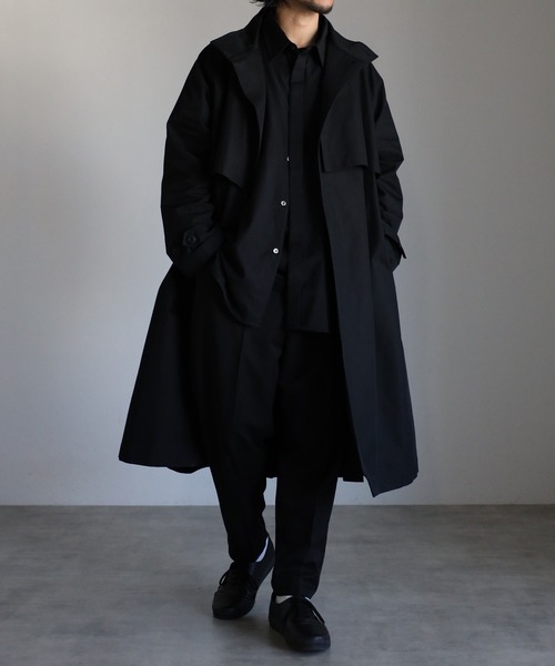 セール】【2WAY】 スタンドカラー ルーズ トレンチコート タマムシ