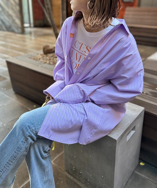 mi via loca（ミヴィアロカ）の「ストライプBIGシャツ（シャツ