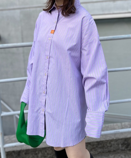 mi via loca（ミヴィアロカ）の「ストライプBIGシャツ（シャツ/ブラウス・レディース・ピンク/イエロー・FREE）」の8枚目の写真