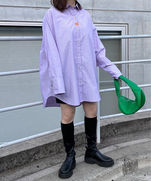 mi via loca（ミヴィアロカ）の「ストライプBIGシャツ（シャツ/ブラウス・レディース・ピンク/イエロー・FREE）」の12枚目の写真