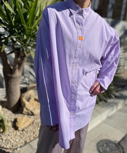 mi via loca（ミヴィアロカ）の「ストライプBIGシャツ（シャツ/ブラウス・レディース・ピンク/イエロー・FREE）」の15枚目の写真