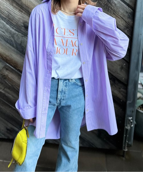 mi via loca（ミヴィアロカ）の「ストライプBIGシャツ（シャツ