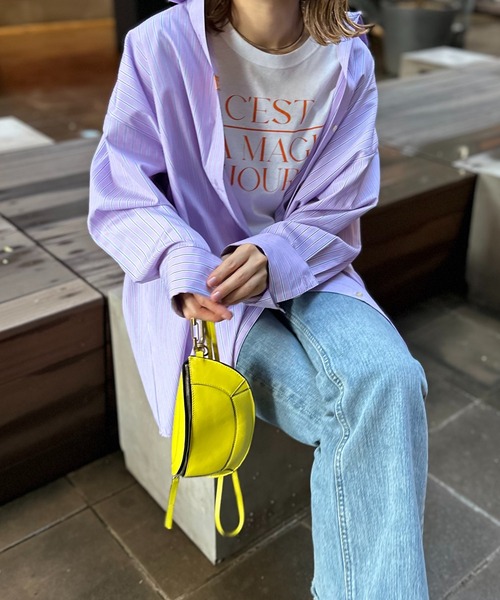 mi via loca（ミヴィアロカ）の「ストライプBIGシャツ（シャツ/ブラウス・レディース・ピンク/イエロー・FREE）」の19枚目の写真