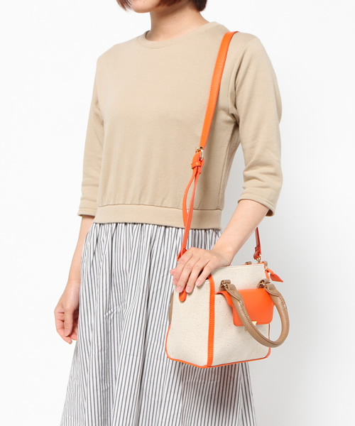 CIAOPANIC（チャオパニック）の「【Ciaopanic】　コンビ素材2WAYミニショルダー（ショルダーバッグ・レディース・オレンジ/ブラック/イエロー・FREE）」の10枚目の写真